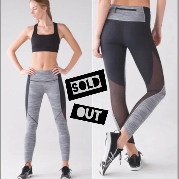 Lululemon Run With The Sun Tights Black Grey Size 6 NWOT - Picture 1 of 3